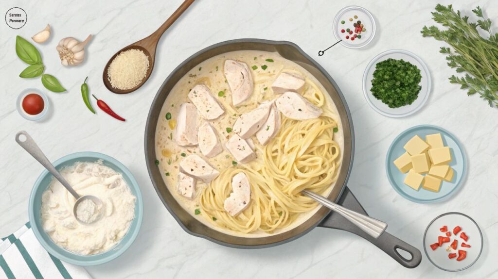 One Pan Chicken Alfredo Recipe